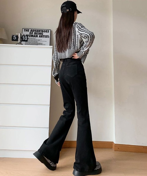 blackdia ocean(ブラックダイヤオーシャン)の「blackdia ocean フレアデニムパンツ(デニムパンツ・レディース・ブラック/ブルー/グレー/ライトブルー・MEDIUM/SMALL/X-SMALL/LARGE)」の6枚目の写真