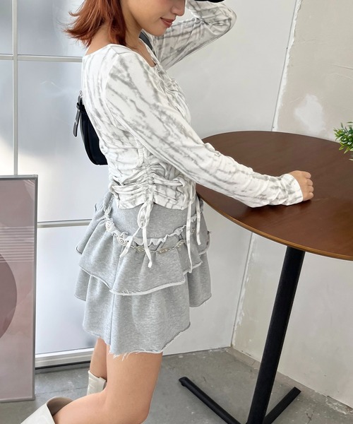 SPIRALGIRL（スパイラルガール）の「ティアードスカート（スカート・レディース・グレー/ブラック・FREE）」の6枚目の写真