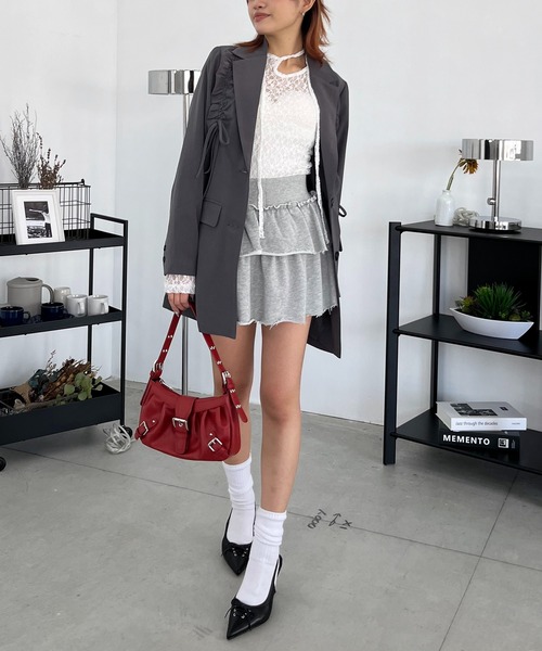 SPIRALGIRL（スパイラルガール）の「ティアードスカート（スカート・レディース・グレー/ブラック・FREE）」の13枚目の写真