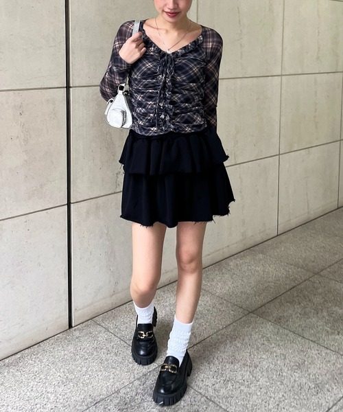 SPIRALGIRL（スパイラルガール）の「ティアードスカート（スカート・レディース・グレー/ブラック・FREE）」の21枚目の写真