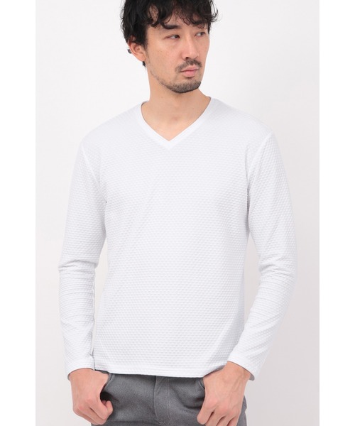 HIGH STREET（ハイストリート）の「HIGH STREET∴RIPAトライアングルモノグラム長袖Vネックカットソー（Tシャツ/カットソー・メンズ・ブラック/ホワイト・LL/L/M）」の2枚目の写真