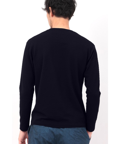 HIGH STREET（ハイストリート）の「HIGH STREET∴RIPAトライアングルモノグラム長袖Vネックカットソー（Tシャツ/カットソー・メンズ・ブラック/ホワイト・LL/L/M）」の14枚目の写真