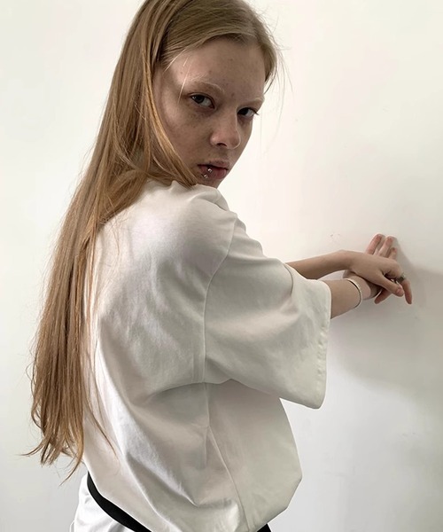 LONSLAN(ロンスラン)の「ハーフスリーブビッグポロシャツ LON25s010(ポロシャツ・レディース・ホワイト/ホワイト×ブラック/グレー・M/S)」の22枚目の写真