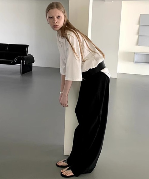 LONSLAN(ロンスラン)の「ハーフスリーブビッグポロシャツ LON25s010(ポロシャツ・レディース・ホワイト/ホワイト×ブラック/グレー・M/S)」の21枚目の写真