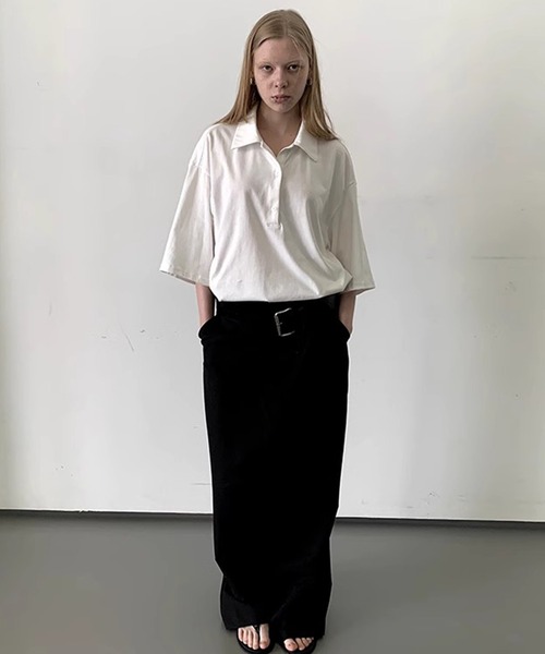 LONSLAN(ロンスラン)の「ハーフスリーブビッグポロシャツ LON25s010(ポロシャツ・レディース・ホワイト/ホワイト×ブラック/グレー・M/S)」の13枚目の写真