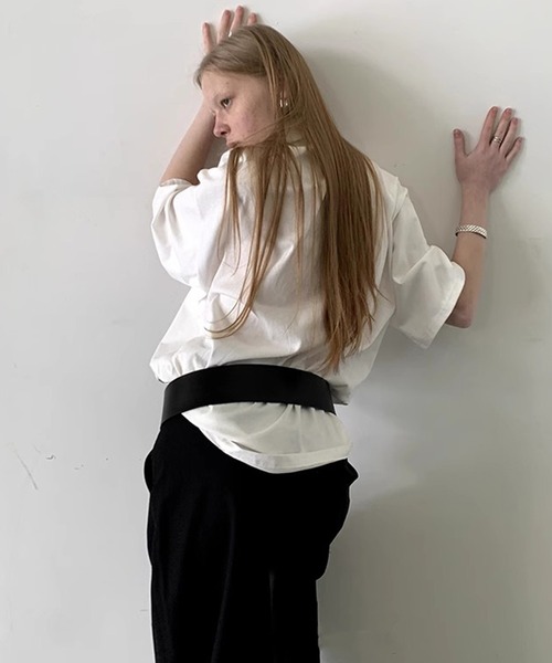 LONSLAN(ロンスラン)の「ハーフスリーブビッグポロシャツ LON25s010(ポロシャツ・レディース・ホワイト/ホワイト×ブラック/グレー・M/S)」の15枚目の写真