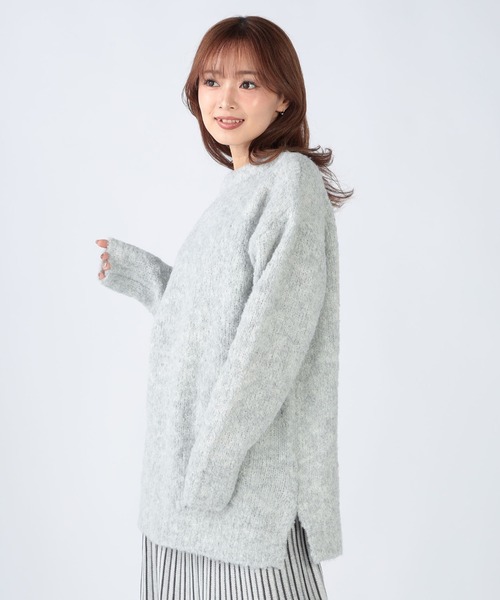 CECIL McBEE（セシルマクビー）の「ブークレ前後２WAYチュニック（ニット/セーター・レディース・ライトベージュ/ブラック/ライトグレー/ベージュ・MEDIUM）」の3枚目の写真