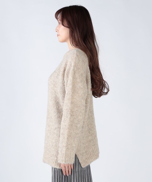 CECIL McBEE（セシルマクビー）の「ブークレ前後２WAYチュニック（ニット/セーター・レディース・ライトベージュ/ブラック/ライトグレー/ベージュ・MEDIUM）」の10枚目の写真
