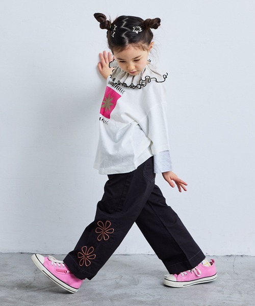 MARKEY'S（マーキーズ）の「ツイルフラワーカットバギーパンツ（チノパンツ・キッズ・チャコール/オフホワイト・100/150/140/130/120/110/90）」の13枚目の写真