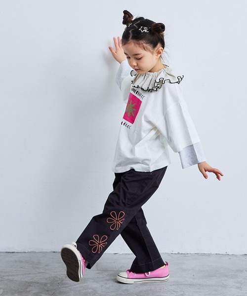 MARKEY'S（マーキーズ）の「ツイルフラワーカットバギーパンツ（チノパンツ・キッズ・チャコール/オフホワイト・100/150/140/130/120/110/90）」の10枚目の写真