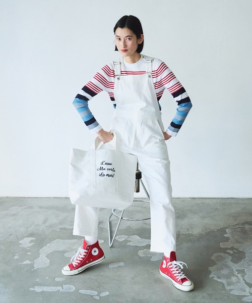 LA MARINE FRANCAISE（マリン フランセーズ）の「デニムサロペット（サロペット/オーバーオール・レディース・ブルー/ホワイト・FREE）」の5枚目の写真