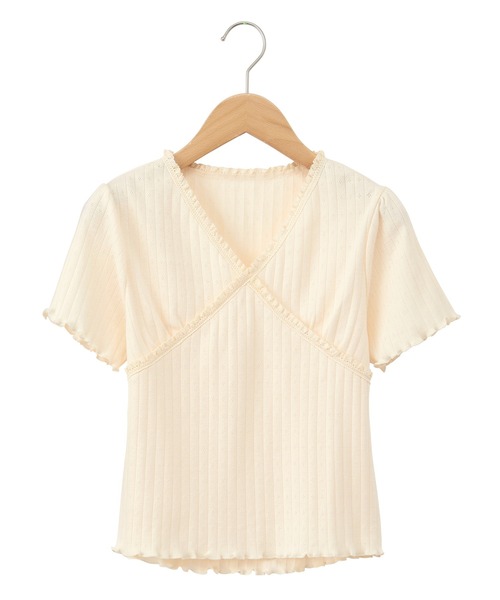チャコット　アイレットレース　ニット　Tシャツ　M Chacott（チャコット）の「【ノーソーイングニット】アイレット