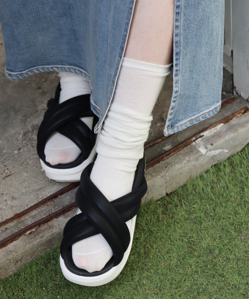 TAWARA(タワラ)の「くしゅのび エアーハイソックス1P(ソックス/靴下・レディース・ミント/コーラル/グレー/ライトグレー・S)」の2枚目の写真