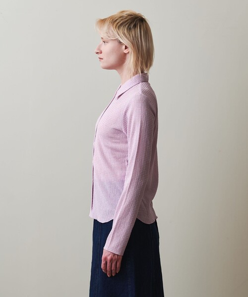 Steven Alan（スティーブンアラン）の「＜Steven Alan＞クレープ シャツ（カーディガン/ボレロ・レディース・ホワイト/ネイビー/ライトピンク・FREE）」の8枚目の写真