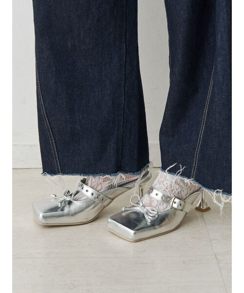 jouetie（ジュエティ）の「カラーサテンバレエパンプス バレエシューズ バレエコア（パンプス・レディース・シルバー/レッド/ブラック・SMALL/MEDIUM）」の7枚目の写真