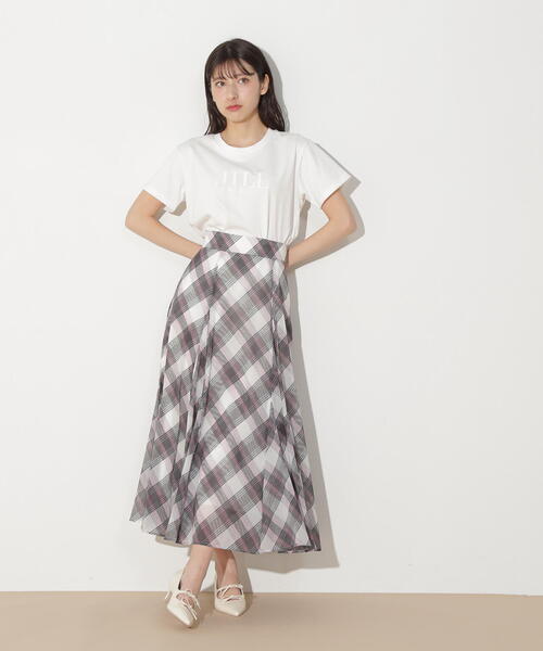 JILL STUART ブルーのチェック柄スカート JILL by STUART スカート オリジナルタータンチェックフレア