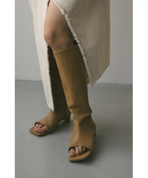 STYLEMIXER(スタイルミキサー)の「トングロングブーツ(ブーツ・レディース・ベージュ/ブラック・SMALL/MEDIUM/LARGE/LL)」の2枚目の写真