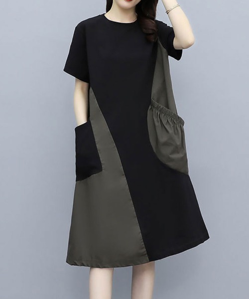 SallyLunn(サリーラン)の「【デイリーに着回せる一枚】半袖切り替えワンピース(ワンピース・レディース・ブラウン/グレー・MEDIUM/LARGE)」の4枚目の写真