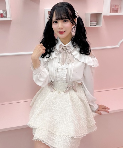 ロジータ ROJITA 肩開きヨークフリルブラウス （ブラック