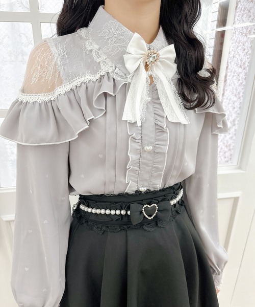 ROJITA（ロジータ）の「ハートフロッキーフリルブラウス（シャツ/ブラウス・レディース・ピンク/ホワイト/パープル・FREE）」の8枚目の写真