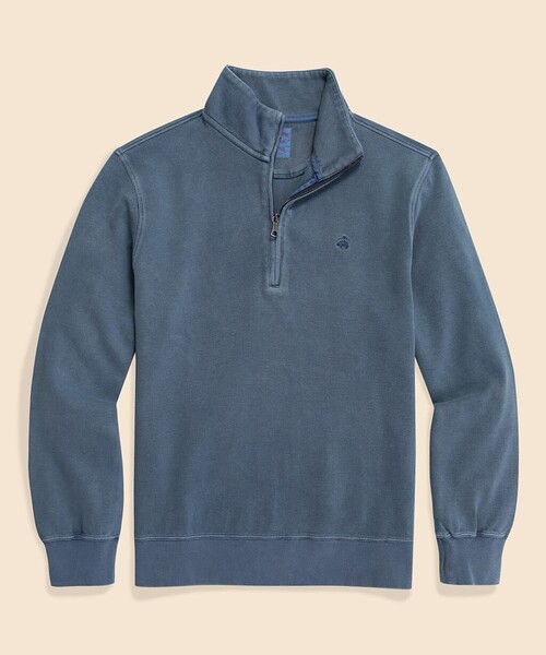 BROOKS BROTHERS ハーフジップ　モックネックプルオーバー　Lサイズ コットン フレンチリブ GFロゴ ハーフジップ モックネックプル