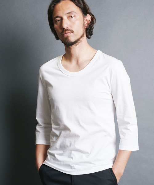SUPIMA CTN BASIC U/N 3/4 SL:スーピマコットン ベーシック Uネック 7分袖 TEE