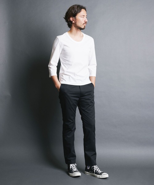 Magine（マージン）の「SUPIMA CTN BASIC U/N 3/4 SL:スーピマコットン ベーシック Uネック 7分袖 TEE（Tシャツ/カットソー・メンズ・ホワイト/ベージュ/パープル/ブラック/チャコールグレー・44/46/48）」の21枚目の写真