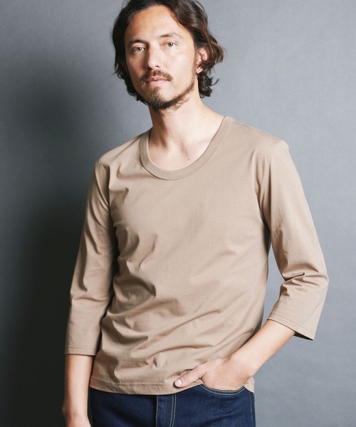 Magine（マージン）の「SUPIMA CTN BASIC U/N 3/4 SL:スーピマコットン ベーシック Uネック 7分袖 TEE（Tシャツ/カットソー・メンズ・ホワイト/ベージュ/パープル/ブラック/チャコールグレー・44/46/48）」の17枚目の写真
