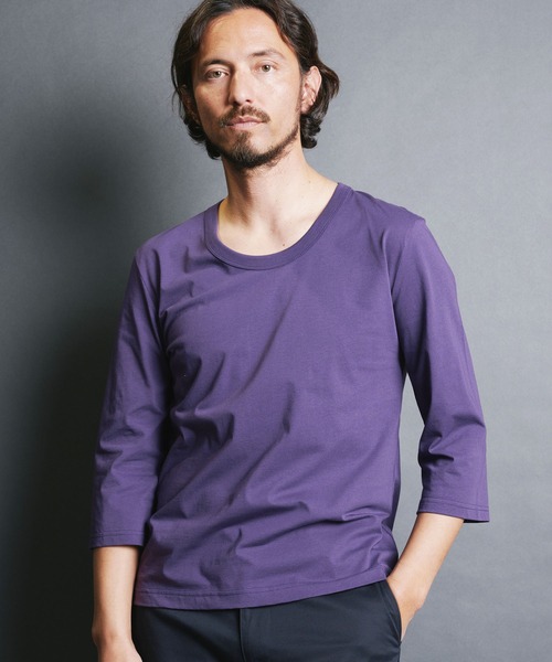 Magine（マージン）の「SUPIMA CTN BASIC U/N 3/4 SL:スーピマコットン ベーシック Uネック 7分袖 TEE（Tシャツ/カットソー・メンズ・ホワイト/ベージュ/パープル/ブラック/チャコールグレー・44/46/48）」の18枚目の写真