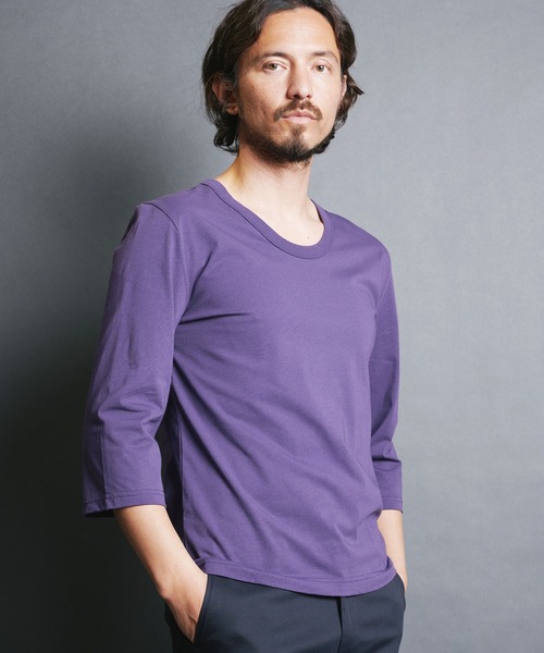 Magine（マージン）の「SUPIMA CTN BASIC U/N 3/4 SL:スーピマコットン ベーシック Uネック 7分袖 TEE（Tシャツ/カットソー・メンズ・ホワイト/ベージュ/パープル/ブラック/チャコールグレー・44/46/48）」の20枚目の写真