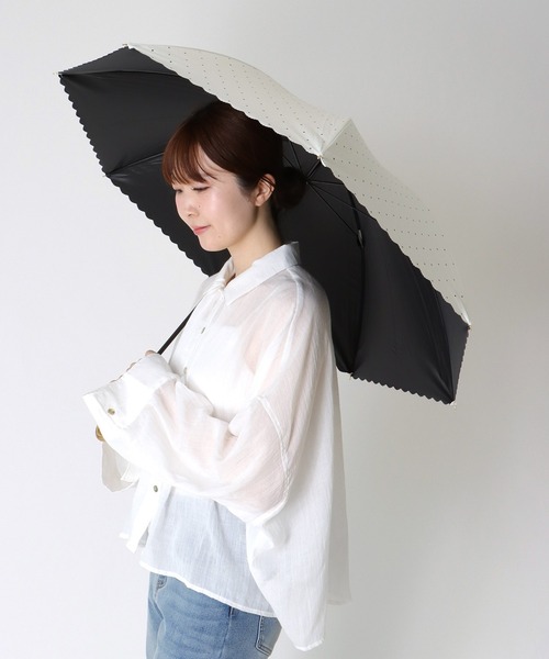 Three Four Time（ｽﾘｰﾌｫｰﾀｲﾑ）の「【Wpc.】DOT FLOWER PINT晴雨兼用長傘　　　＠（長傘・レディース・ブラック/オフホワイト・FREE）」の21枚目の写真