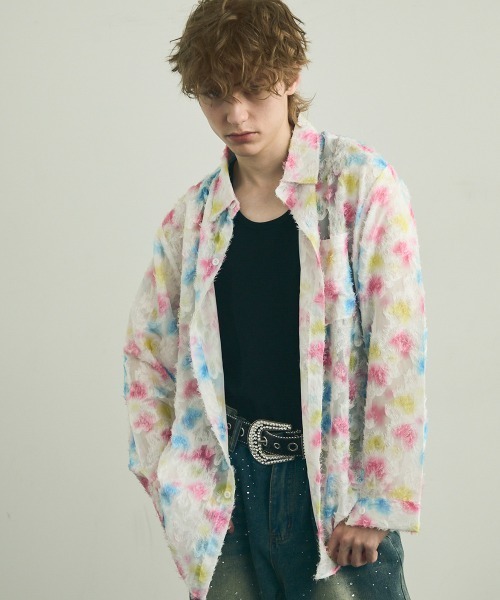 Shoowtime(ショウタイム)の「Painting Design Long Sleeve Sheer Shirt / ペインティングデザインロングスリーブシアーシャツ(シャツ/ブラウス・メンズ・ホワイト系その他2/ホワイト系その他・MEDIUM/LARGE/X-LARGE)」の6枚目の写真
