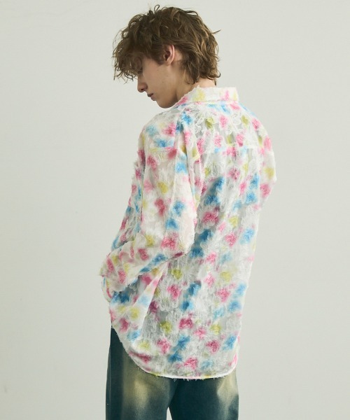 Shoowtime(ショウタイム)の「Painting Design Long Sleeve Sheer Shirt / ペインティングデザインロングスリーブシアーシャツ(シャツ/ブラウス・メンズ・ホワイト系その他2/ホワイト系その他・MEDIUM/LARGE/X-LARGE)」の9枚目の写真