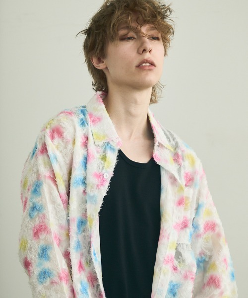 Shoowtime(ショウタイム)の「Painting Design Long Sleeve Sheer Shirt / ペインティングデザインロングスリーブシアーシャツ(シャツ/ブラウス・メンズ・ホワイト系その他2/ホワイト系その他・MEDIUM/LARGE/X-LARGE)」の10枚目の写真