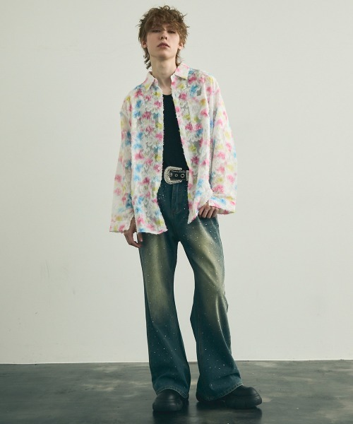 Shoowtime(ショウタイム)の「Painting Design Long Sleeve Sheer Shirt / ペインティングデザインロングスリーブシアーシャツ(シャツ/ブラウス・メンズ・ホワイト系その他2/ホワイト系その他・MEDIUM/LARGE/X-LARGE)」の11枚目の写真