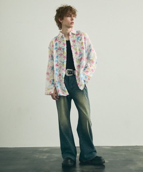 Shoowtime(ショウタイム)の「Painting Design Long Sleeve Sheer Shirt / ペインティングデザインロングスリーブシアーシャツ(シャツ/ブラウス・メンズ・ホワイト系その他2/ホワイト系その他・MEDIUM/LARGE/X-LARGE)」の12枚目の写真