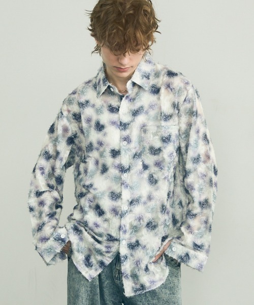 Shoowtime(ショウタイム)の「Painting Design Long Sleeve Sheer Shirt / ペインティングデザインロングスリーブシアーシャツ(シャツ/ブラウス・メンズ・ホワイト系その他2/ホワイト系その他・MEDIUM/LARGE/X-LARGE)」の18枚目の写真