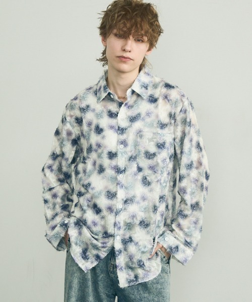 Shoowtime(ショウタイム)の「Painting Design Long Sleeve Sheer Shirt / ペインティングデザインロングスリーブシアーシャツ(シャツ/ブラウス・メンズ・ホワイト系その他2/ホワイト系その他・MEDIUM/LARGE/X-LARGE)」の19枚目の写真