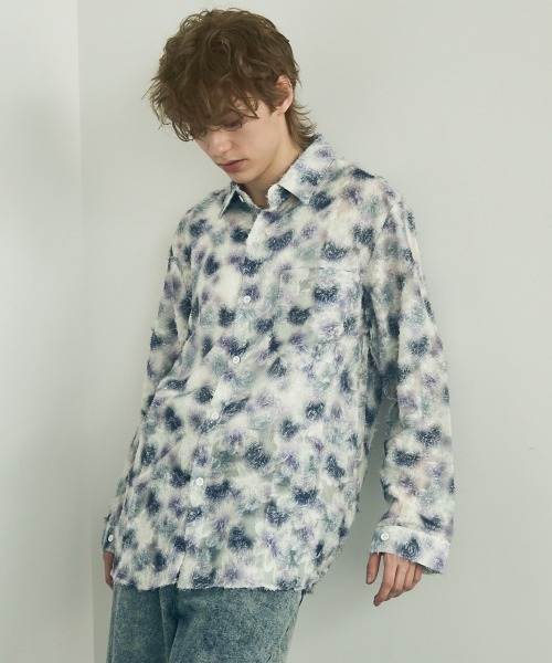 Shoowtime(ショウタイム)の「Painting Design Long Sleeve Sheer Shirt / ペインティングデザインロングスリーブシアーシャツ(シャツ/ブラウス・メンズ・ホワイト系その他2/ホワイト系その他・MEDIUM/LARGE/X-LARGE)」の20枚目の写真