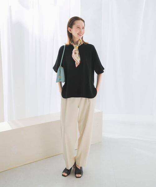 URBAN RESEARCH ROSSO WOMEN（アーバンリサーチ　ロッソ）の「『WEB/一部店舗限定』『撥水』センタープレスイージーパンツ（その他パンツ・レディース・オフホワイト/ブラック・38/36）」の4枚目の写真