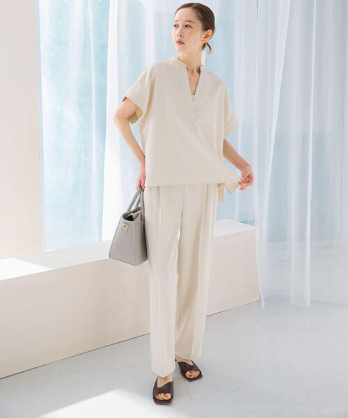 URBAN RESEARCH ROSSO WOMEN（アーバンリサーチ　ロッソ）の「『WEB/一部店舗限定』『撥水』センタープレスイージーパンツ（その他パンツ・レディース・オフホワイト/ブラック・38/36）」の7枚目の写真