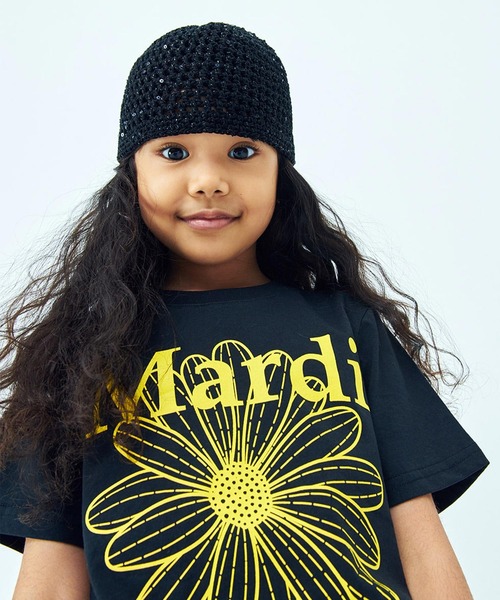 Mardi Mercredi（マルディメクルディ）の「KIDS TSHIRT FLOWERMARDI / キッズ Tシャツ フラワーマルディ（Tシャツ/カットソー・キッズ・ブラック/ホワイト×グリーン/ホワイト×ピンク・100cm/110cm/120cm/130cm）」の14枚目の写真