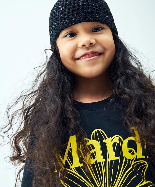 Mardi Mercredi（マルディメクルディ）の「KIDS TSHIRT FLOWERMARDI / キッズ Tシャツ フラワーマルディ（Tシャツ/カットソー・キッズ・ブラック/ホワイト×グリーン/ホワイト×ピンク・100cm/110cm/120cm/130cm）」の16枚目の写真