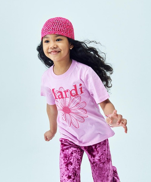 Mardi Mercredi（マルディメクルディ）の「KIDS TSHIRT FLOWERMARDI / キッズ Tシャツ フラワーマルディ（Tシャツ/カットソー・キッズ・ブラック/ホワイト×グリーン/ホワイト×ピンク・100cm/110cm/120cm/130cm）」の20枚目の写真