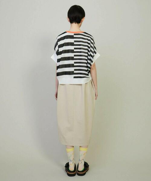 FRAPBOIS（フラボア）の「シアーボーダー ワンピース（ワンピース・レディース・ブラック/ベージュ・1）」の4枚目の写真