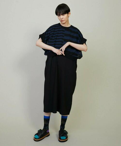 FRAPBOIS（フラボア）の「シアーボーダー ワンピース（ワンピース・レディース・ブラック/ベージュ・1）」の14枚目の写真