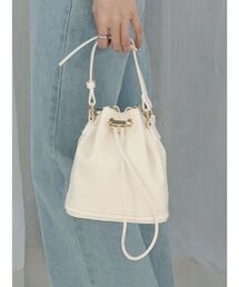 MERCURYDUO | チェーンドローストリング フェイクレザー 巾着バッグ(ハンドバッグ)