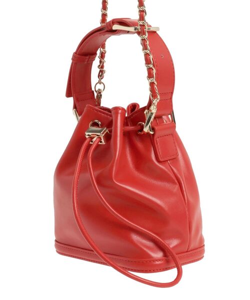 MERCURYDUO（マーキュリーデュオ）の「チェーンドローストリング フェイクレザー 巾着バッグ（ハンドバッグ・レディース・オフホワイト/レッド・FREE）」の6枚目の写真