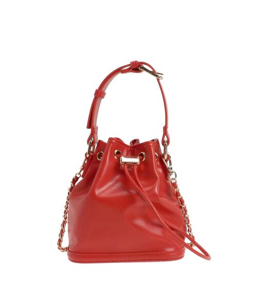 MERCURYDUO（マーキュリーデュオ）の「チェーンドローストリング フェイクレザー 巾着バッグ（ハンドバッグ・レディース・オフホワイト/レッド・FREE）」の12枚目の写真