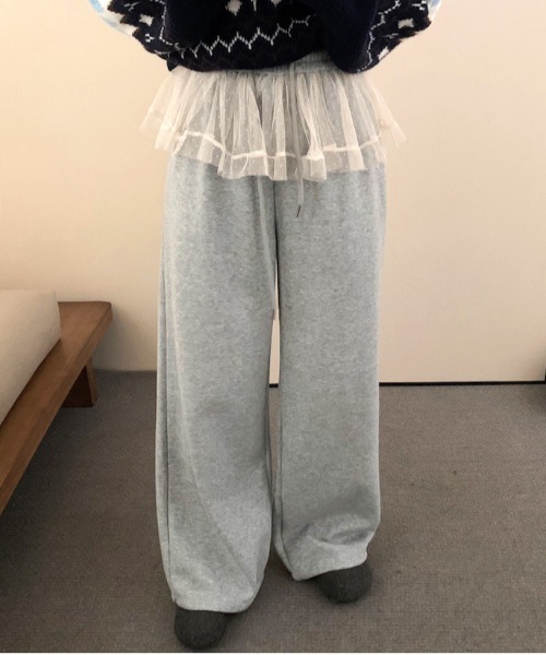 WEGO(ウィゴー)の「WEGO/レースドッキングルーズスウェットパンツ(スウェットパンツ・レディース・グレー/ブラック/ブラウン・LARGE/MEDIUM)」の5枚目の写真